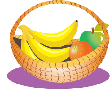 A clipart of a bowl of fruit.