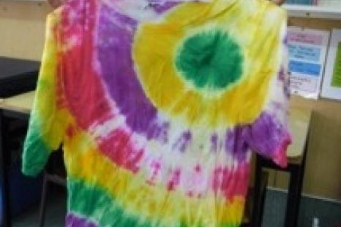 A tie dye T-shirt.