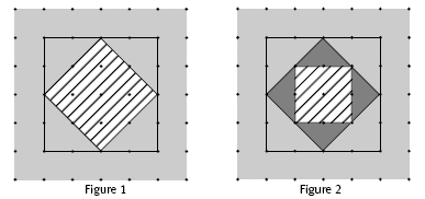 Geoboards to help them work out the area of the striped squares.