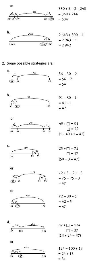 Number lines used to solve equations.