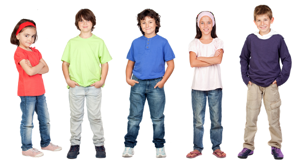 5 children standing in a line.