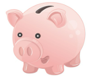 Clipart of a piggy bank.