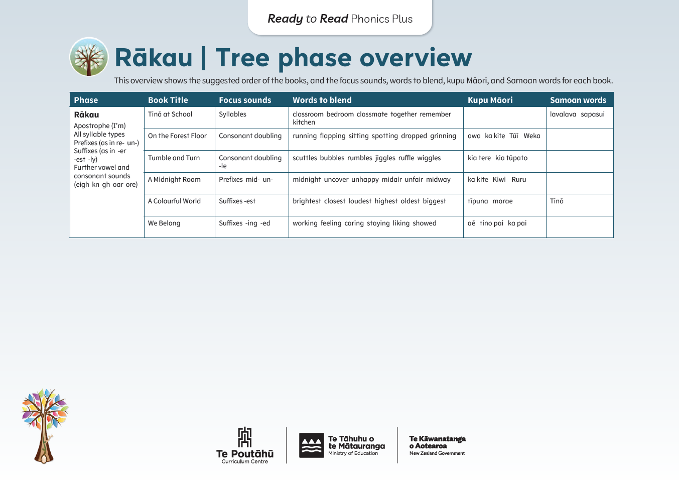 A preview of the phase overview document for Rākau | Tree