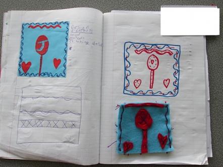 A student’s modelling of their badge in their book.