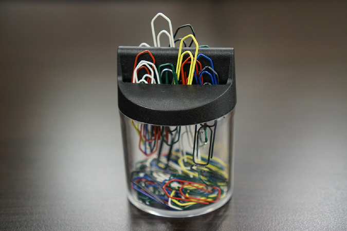 Paperclips in a magnetised container.