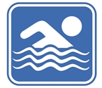 Blue swimming sign.