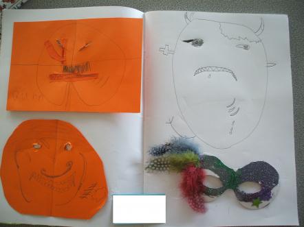 A student’s sketches for their mask.