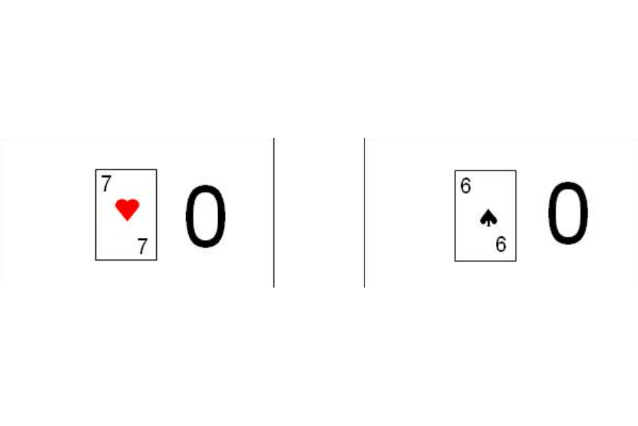 2 cards showing the 7 of hearts and the 6 of spades.