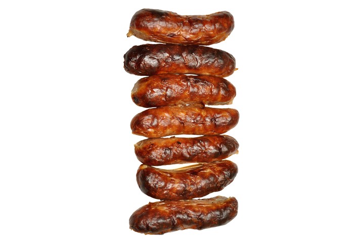 A vertical line of sausages.