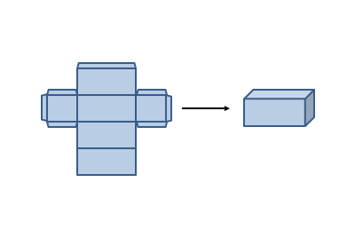 A pattern with tabs to create a rectangular box.
