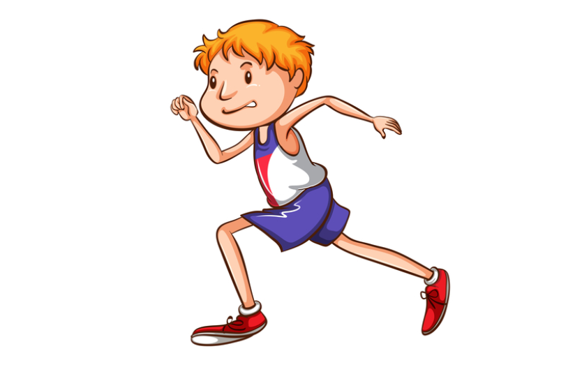 A cartoon boy running.