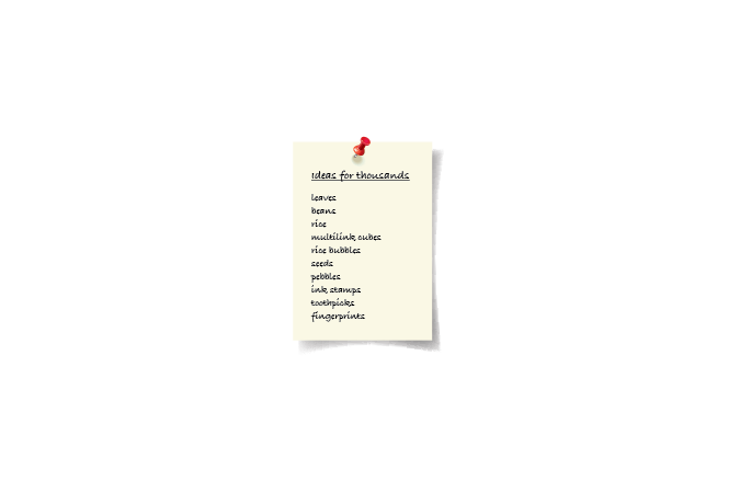 A list of students’ ideas for thousands on a piece of paper.