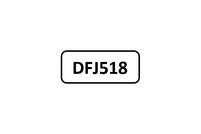 A car number plate: DFJ518.