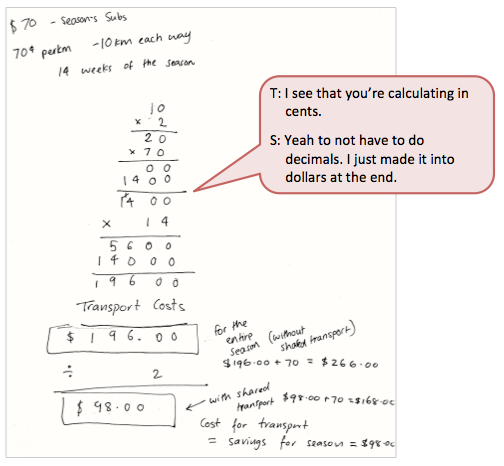 A handwritten set of direction instructions accompanied by a text box depicting the conversation between student and teacher.