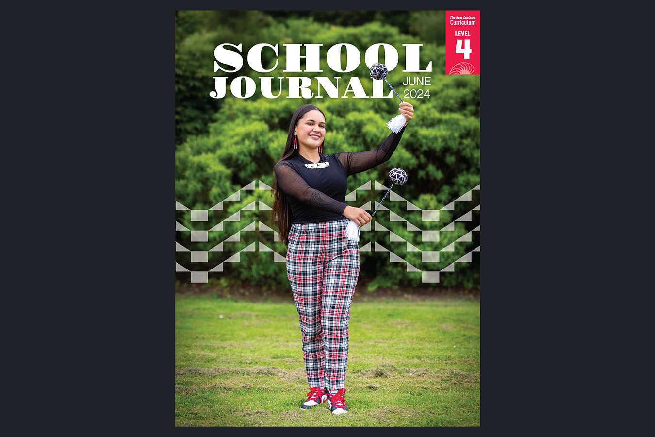 A preview of the cover of the Level 4 School Journal June 2024. A photo of Georgia Lau spinning poi.