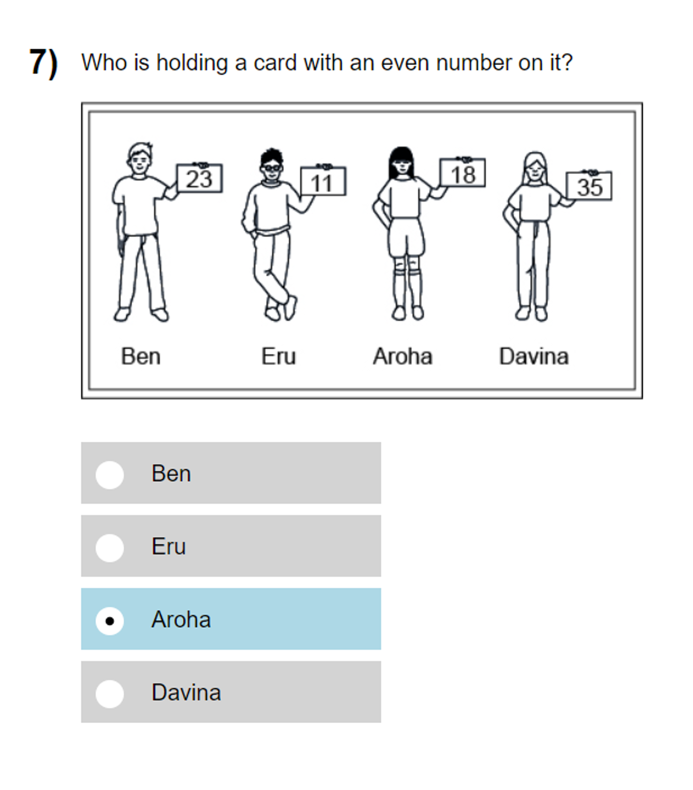 An example of an e-asTTle multiple choice question.