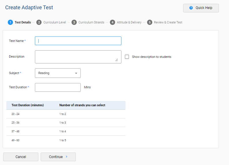 e-asTTle – Creating and managing tests