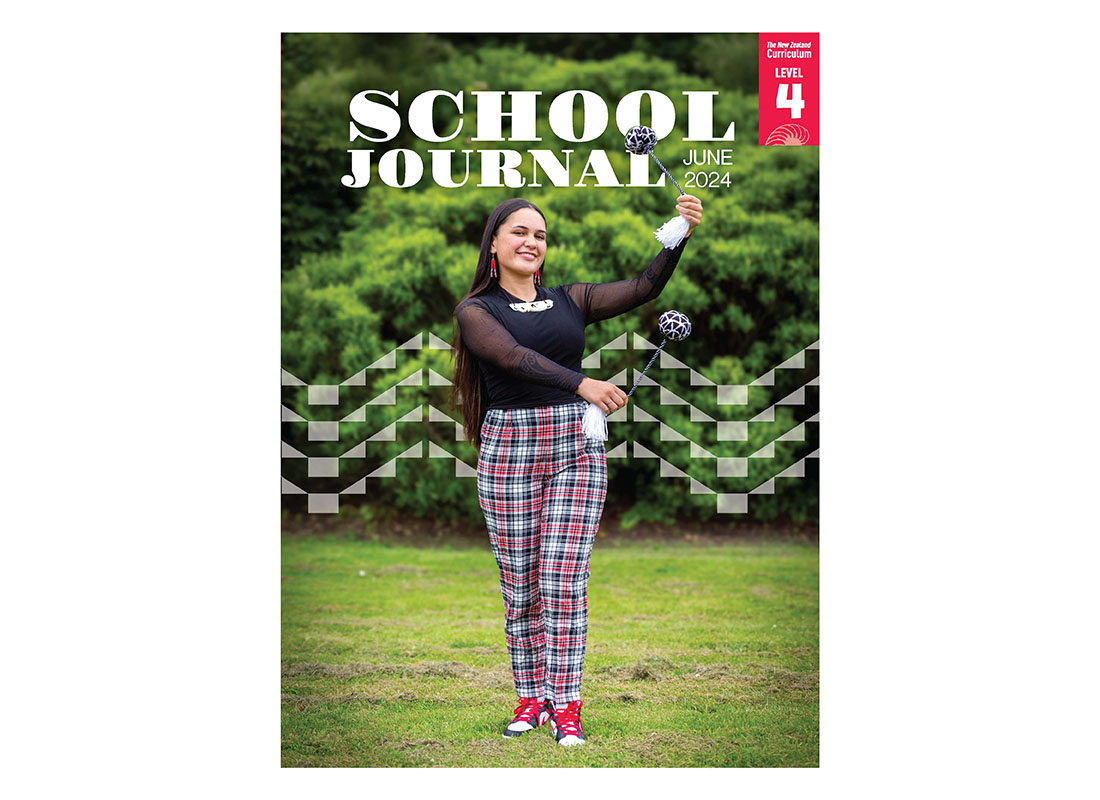 A preview of the cover of the Level 4 School Journal June 2024. A photo of Georgia Lau spinning poi.