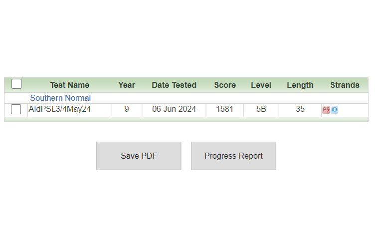 A screenshot of Student Result summary.