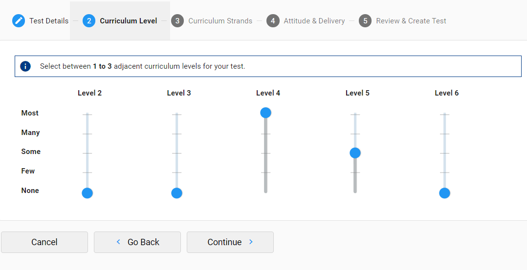 A screenshot of e-asTTle showing Curriculum Level.