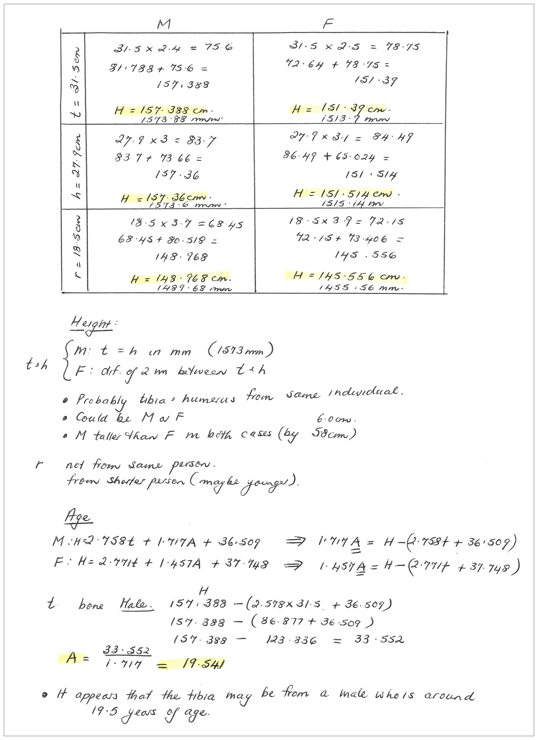 A handwritten set of equations by a student.