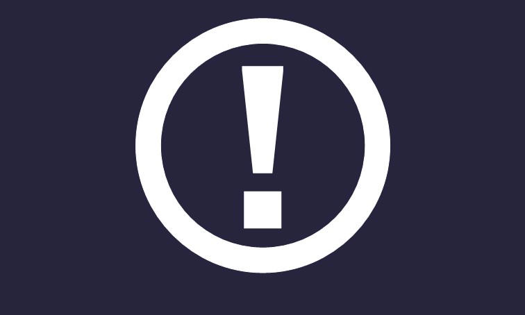 Large exclamation mark in a white circle