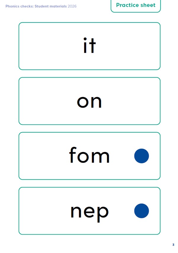 Phonics Checks – Assessment materials